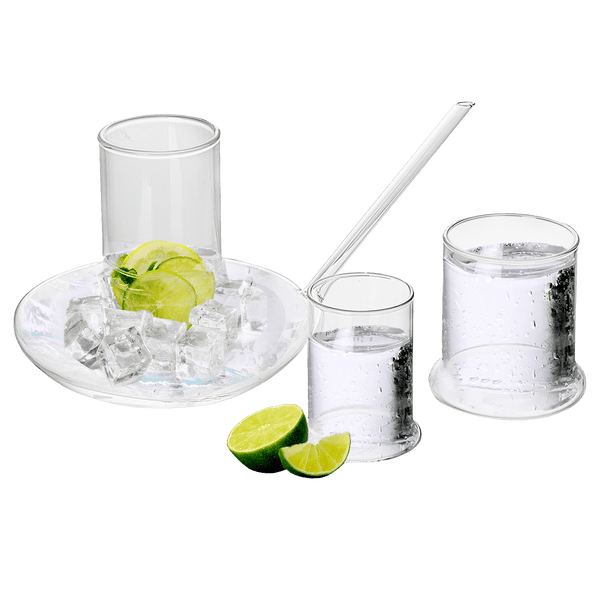 Genie Lamp Stackable Water Carafe & Glasses Set - The Wine Savant 1000 ML Glass Pitcher with 2 7oz Glasses 7