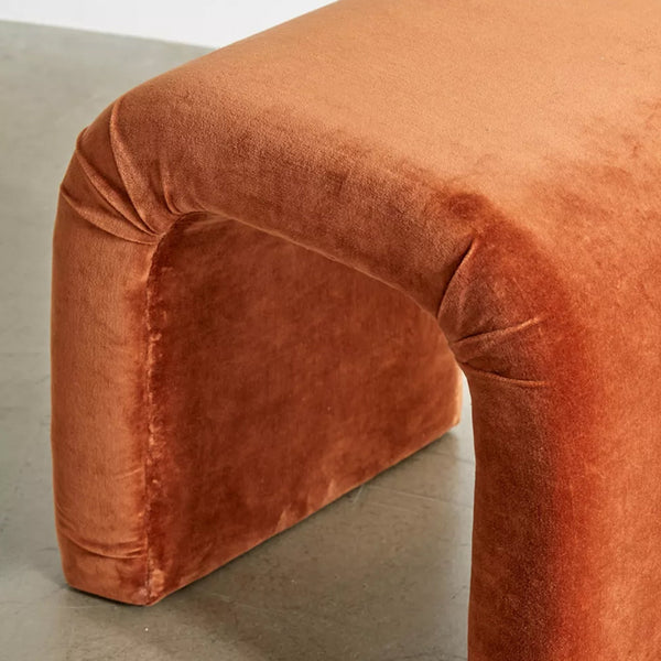 Waterfall Stool in Burnt Orange Velvet (W)19.5