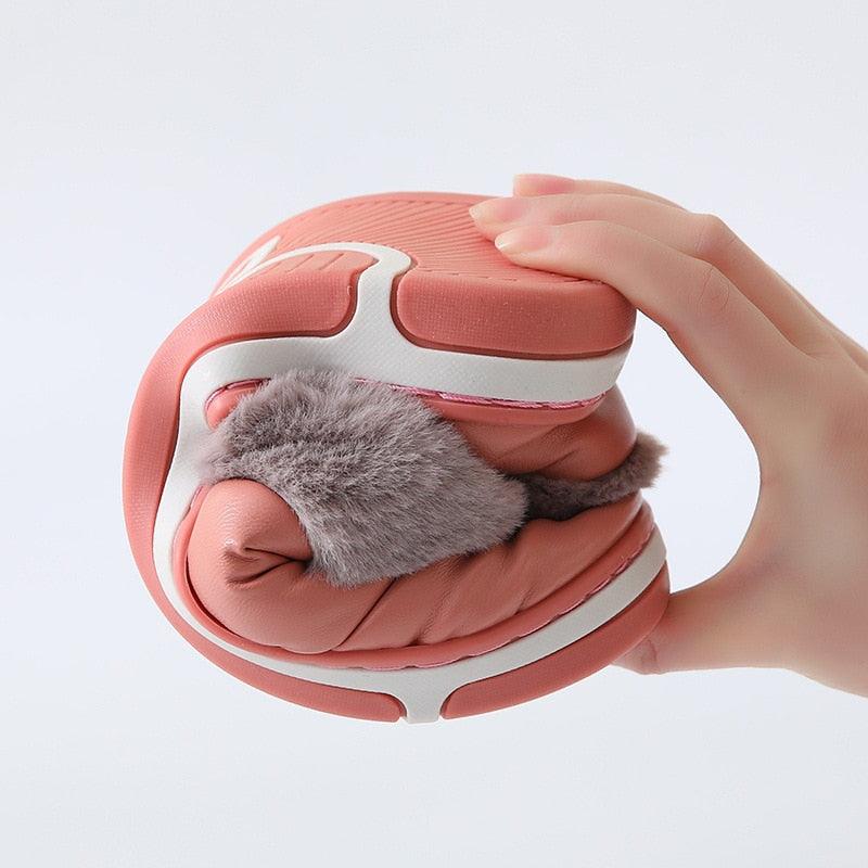 Waterproof Indoor Shoes Womans Mens Winter Home Slippers Faux Leather Warm Plush House Floor Slipper Anti-slip Footwear Women's Cozy Memory Foam Slippers With Warm Plush Fur Lining