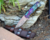 Wave Damascus Hunting Knife with Resin Handle