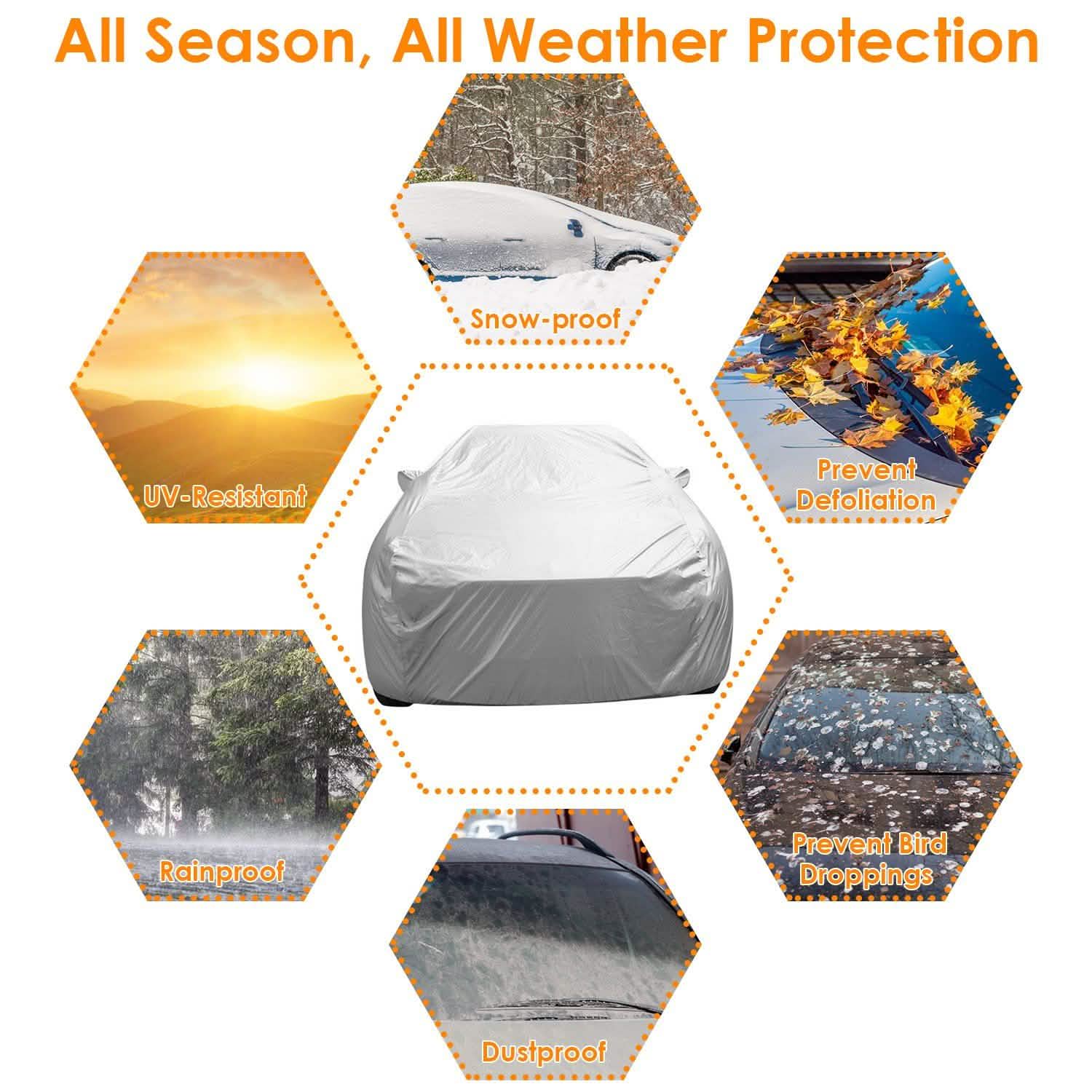 Weather UV Outdoor Full Cover For Sedans Up To 185