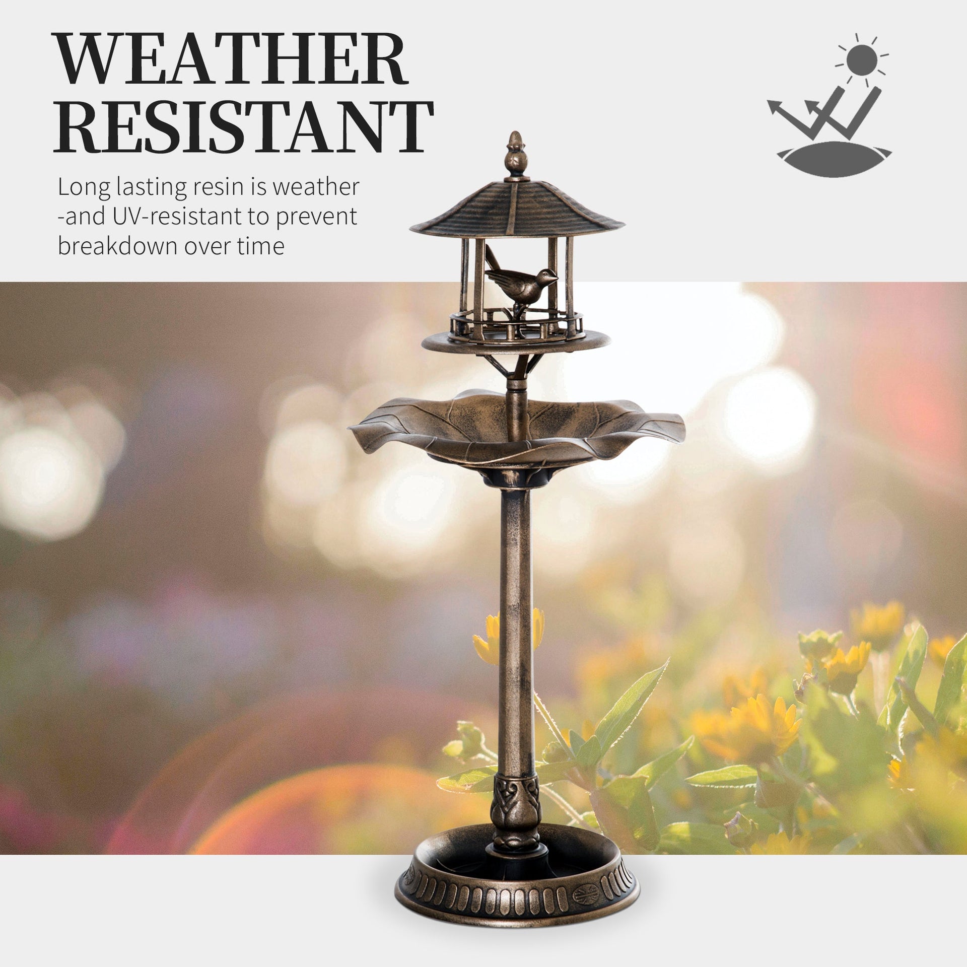 Resin Tall Bird Bath Feeder and Planter 44 Inch