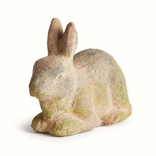 Weathered Moss Terracotta Bunny Garden Statue