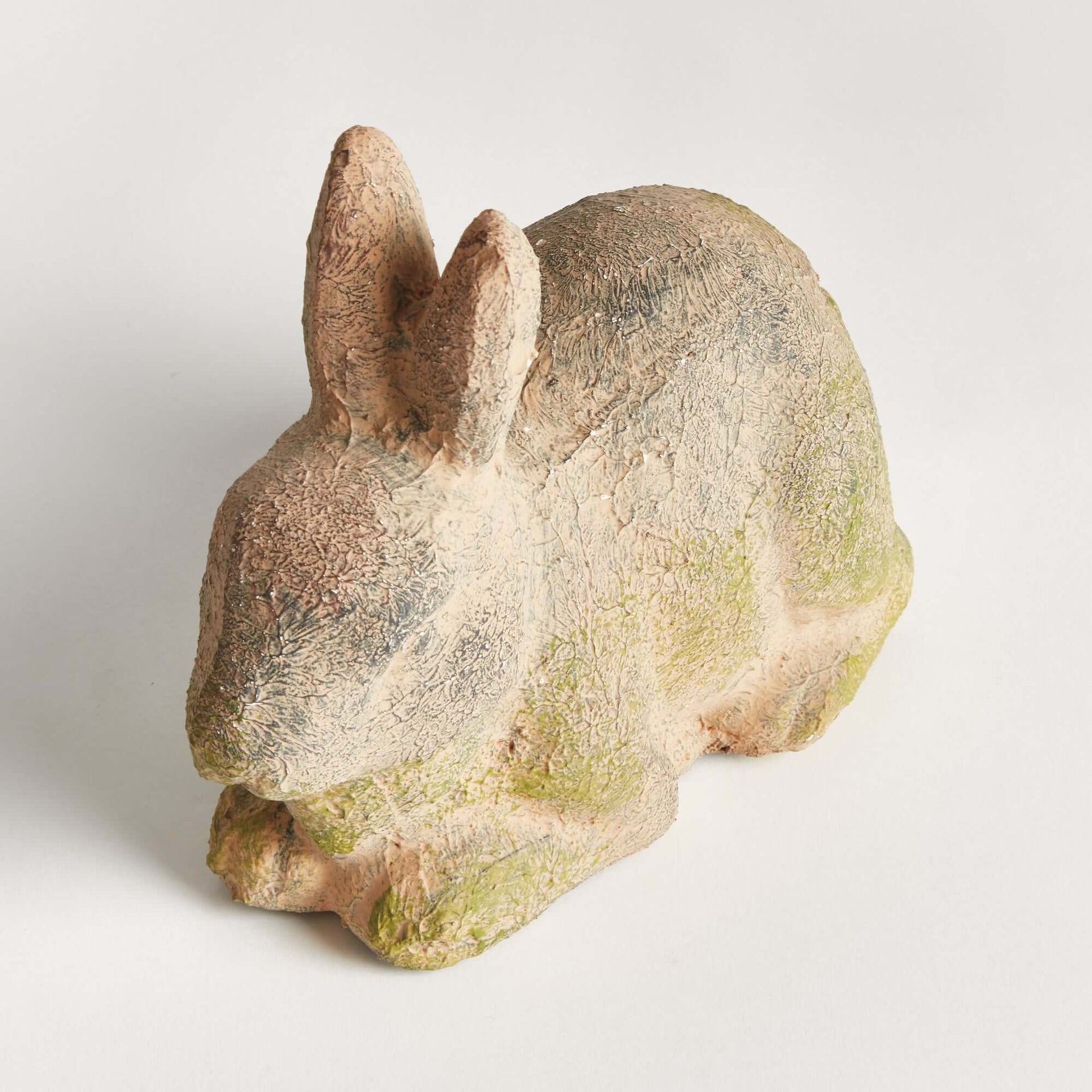 Weathered Moss Terracotta Bunny Garden Statue