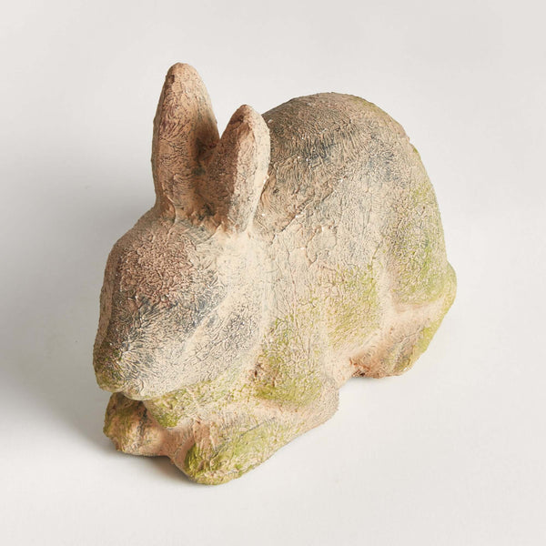 Weathered Moss Terracotta Bunny Garden Statue