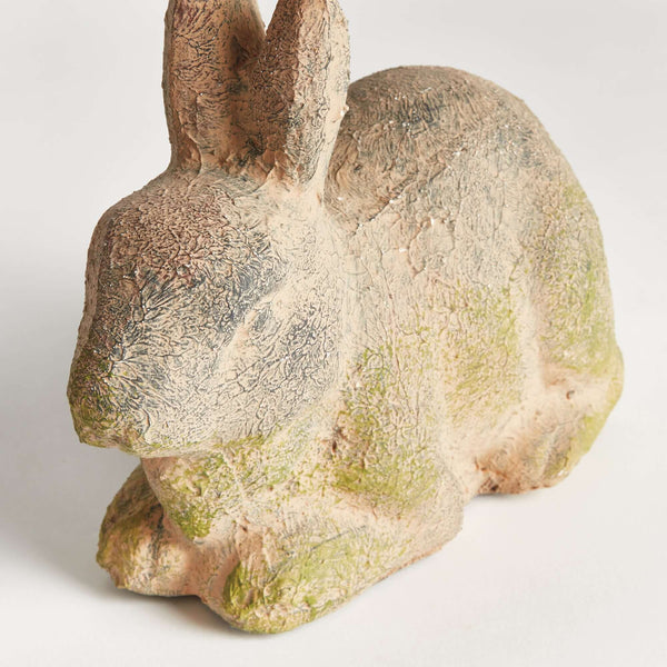 Weathered Moss Terracotta Bunny Garden Statue