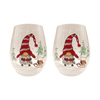 Painted Christmas Gnome Stemless Wine Glasses