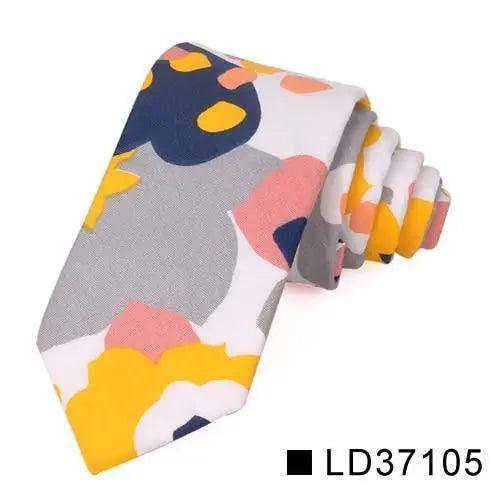 Wedding Men Floral Tie Skinny Cotton Casual Neck Tie Elegant Neckties Flower Print Fashionable Design