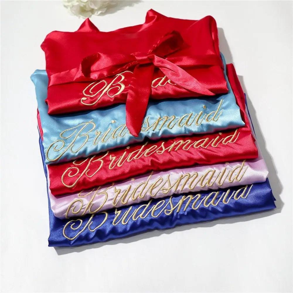 Wedding Satin Bride Robe Elegant Golden Bridesmaid Casual Short Women Nightwear Comfortable Sleepwear