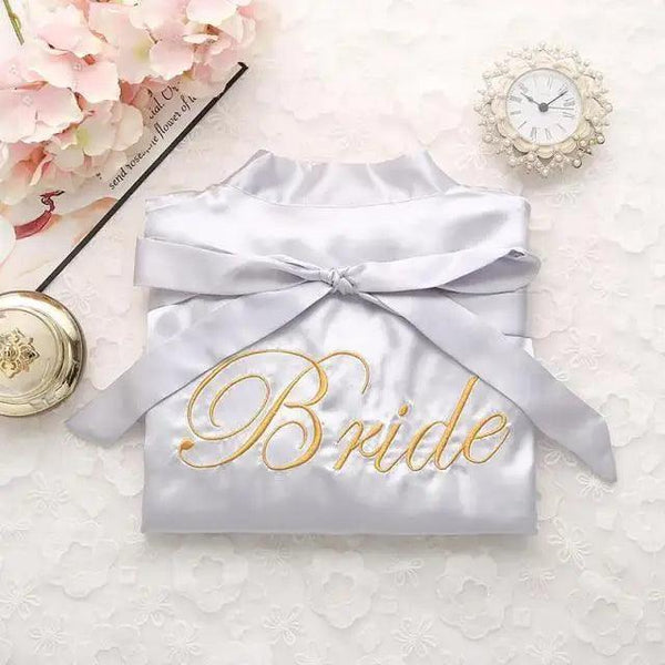 Wedding Satin Bride Robe Elegant Golden Bridesmaid Casual Short Women Nightwear Comfortable Sleepwear