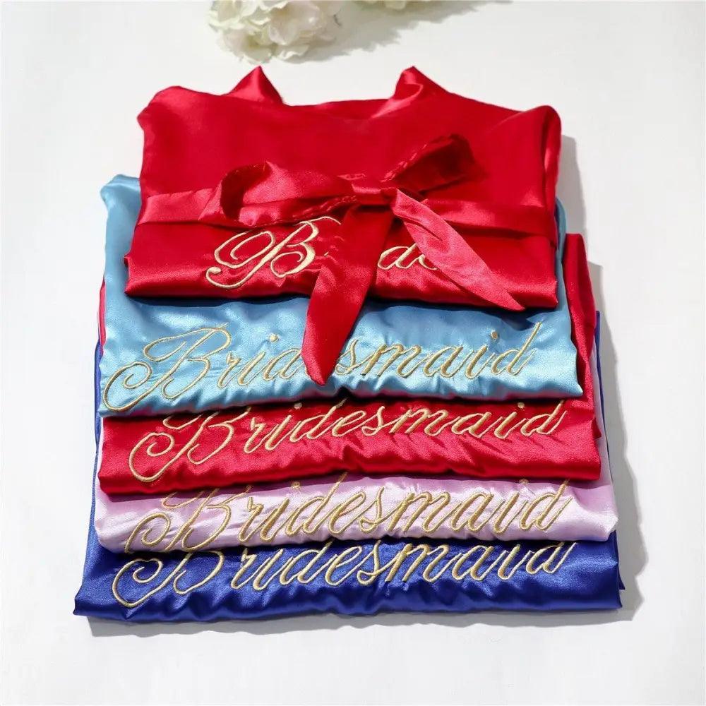 Wedding Satin Bride Robe Elegant Golden Bridesmaid Casual Short Women Nightwear Comfortable Sleepwear