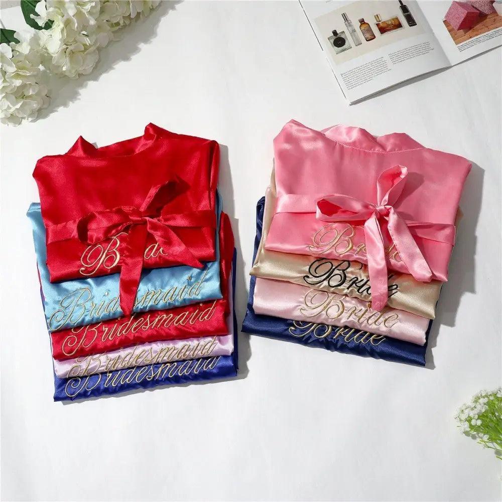 Wedding Satin Bride Robe Elegant Golden Bridesmaid Casual Short Women Nightwear Comfortable Sleepwear
