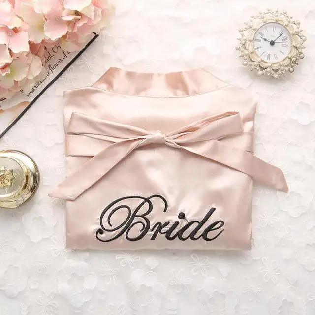 Wedding Satin Bride Robe Elegant Golden Bridesmaid Casual Short Women Nightwear Comfortable Sleepwear