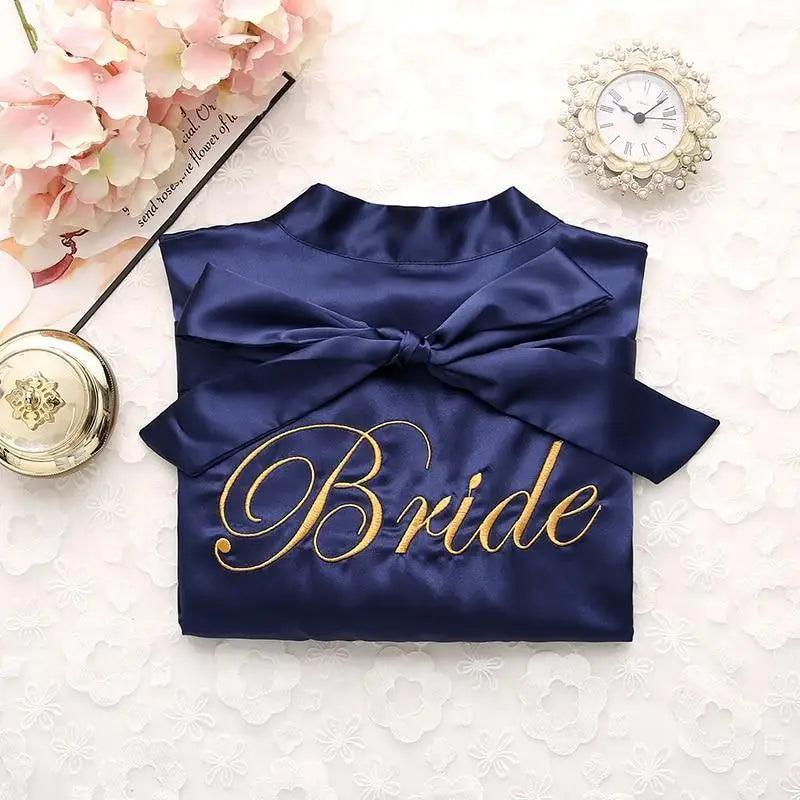 Wedding Satin Bride Robe Elegant Golden Bridesmaid Casual Short Women Nightwear Comfortable Sleepwear
