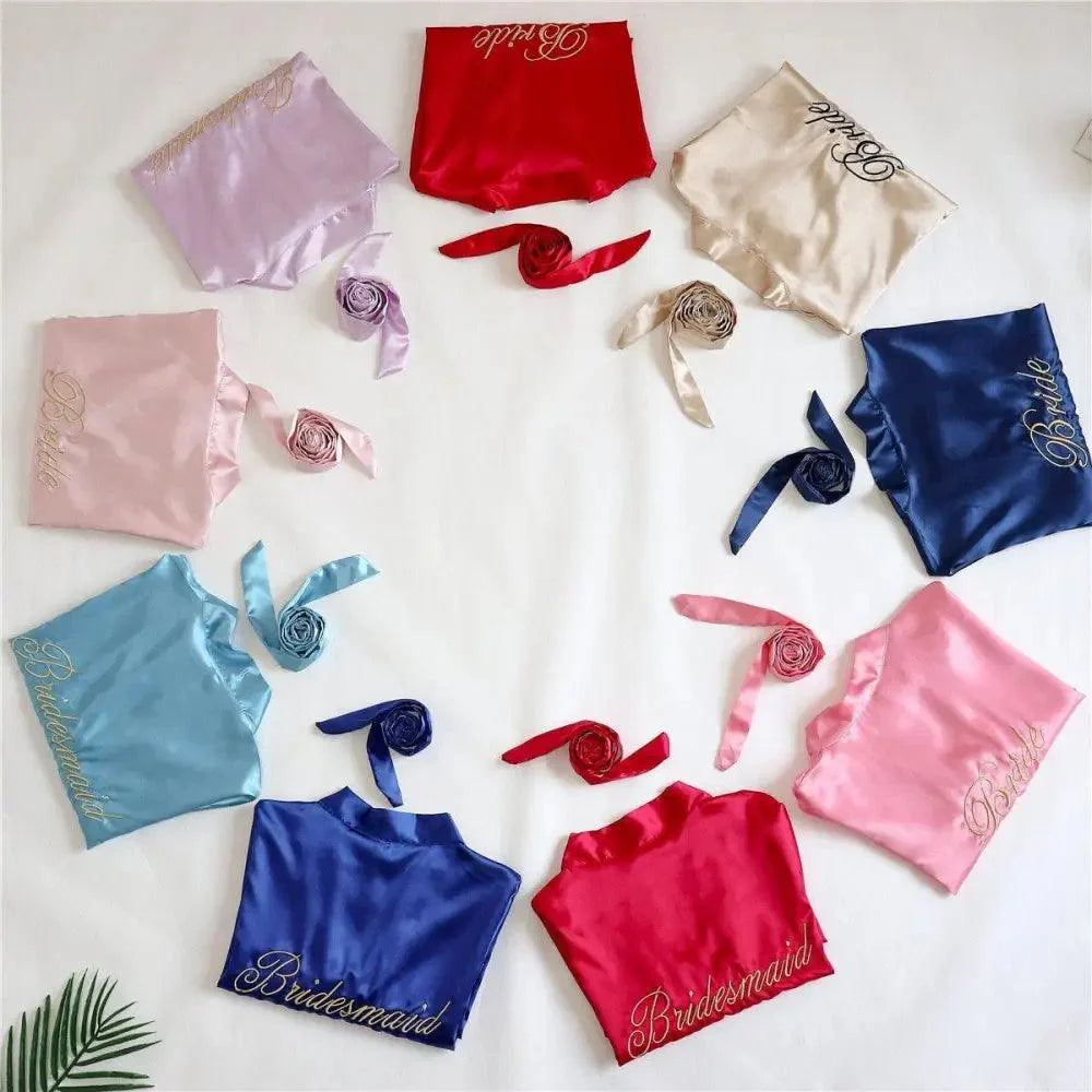 Wedding Satin Bride Robe Elegant Golden Bridesmaid Casual Short Women Nightwear Comfortable Sleepwear