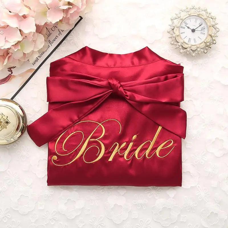 Wedding Satin Bride Robe Elegant Golden Bridesmaid Casual Short Women Nightwear Comfortable Sleepwear