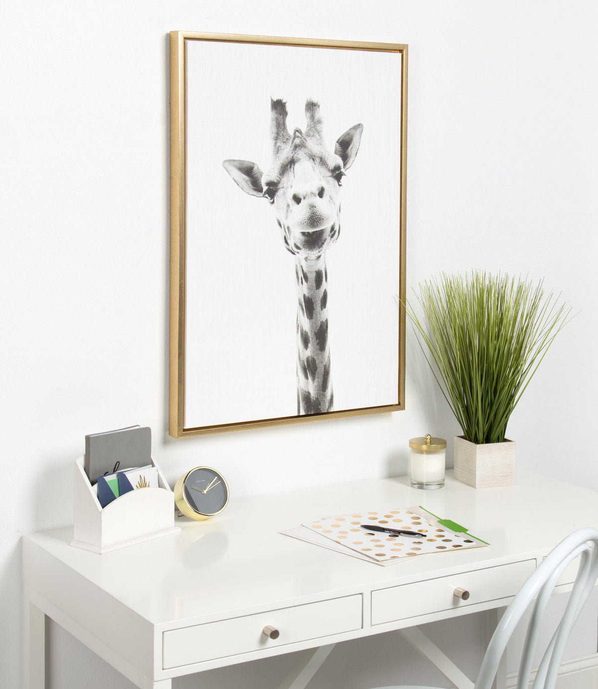 Sylvie Giraffe Framed Canvas by Simon Te of Tai Prints
