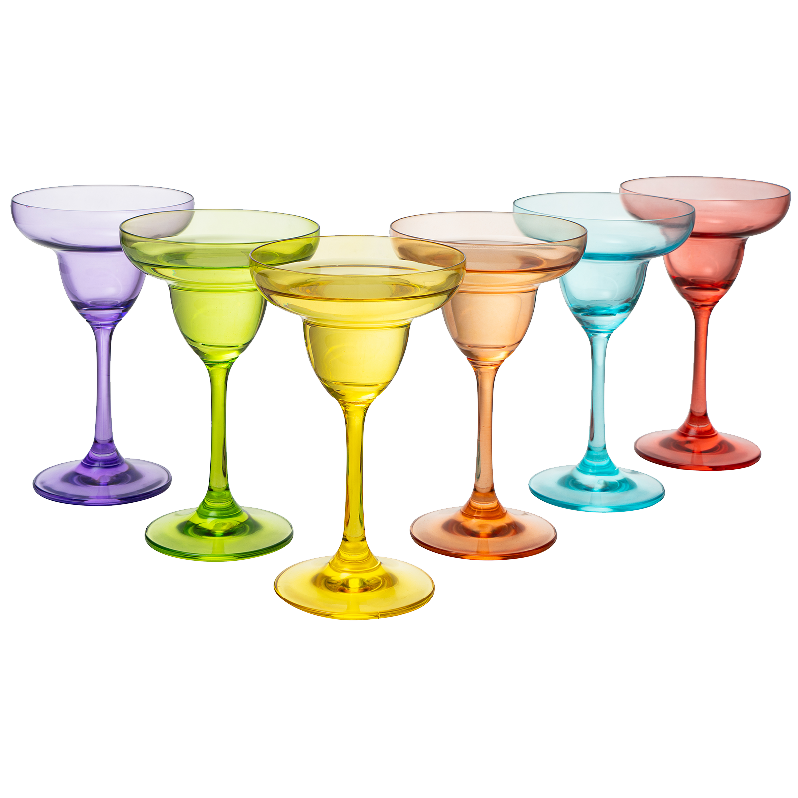 The Wine Savant Hand Blown Colorful Margarita & Martini Glass (Set of 6) – Fancy 7.4oz Luxury Hand Blown For Cocktails, Water, Wine, Juice, & Champagne Glasses Cinco de Mayo Large Party, Set of 6