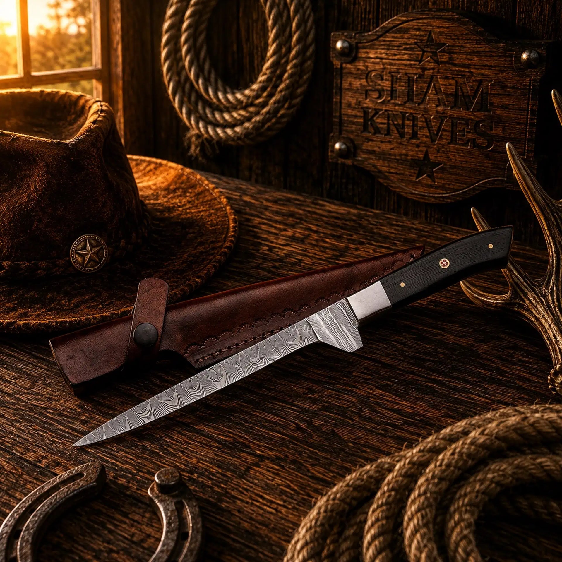 Wenge Wood Ridge Damascus Boning & Fillet Knife – Fishing Knife