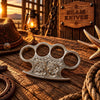 Custom Western Hand-Engraved Brass Knuckle with Leather Sheath
