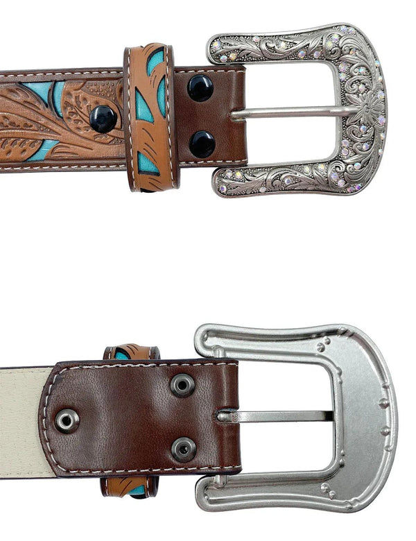 TOPACC Western Turquoise Belts - Three Cross Belt Buckle Copper/Bronze - Gifts for You 'n Me