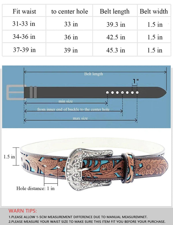 TOPACC Western Turquoise Belts for Women Men Cowgirl Cowboy Country Fashion Belt for Jeans Pants Girls - Gifts for You 'n Me