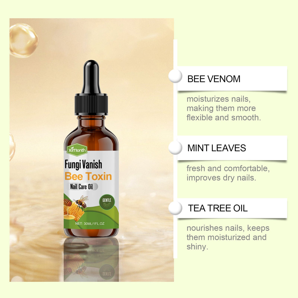 Bee venom nail oil for dry-looking nails and cuticles