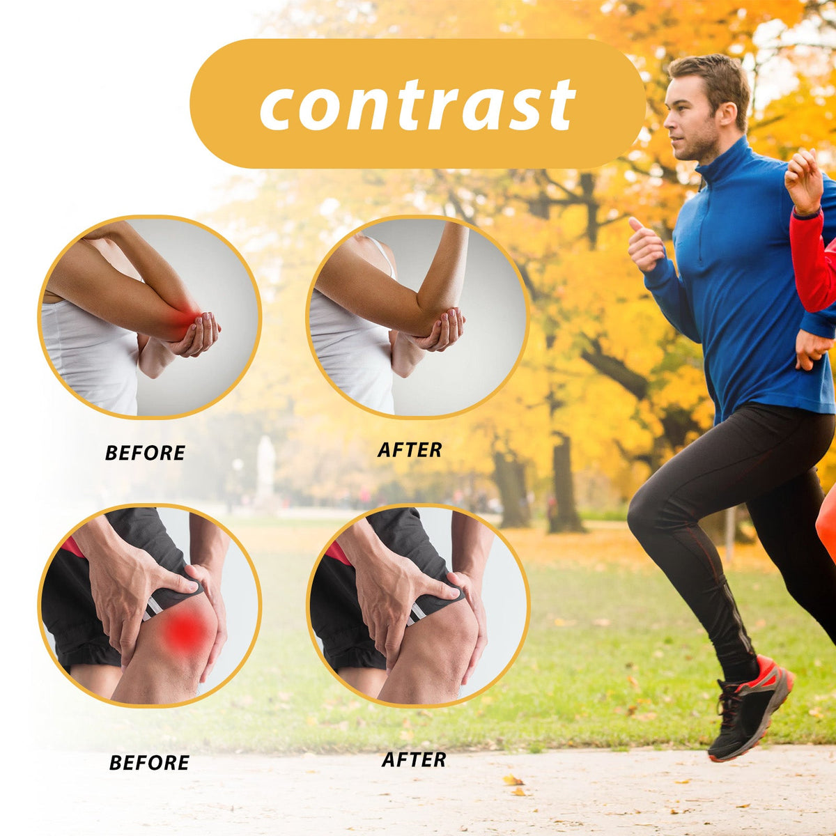 Before and after images showing relief from joint pain, highlighting the effectiveness of the best cream for neck pain.