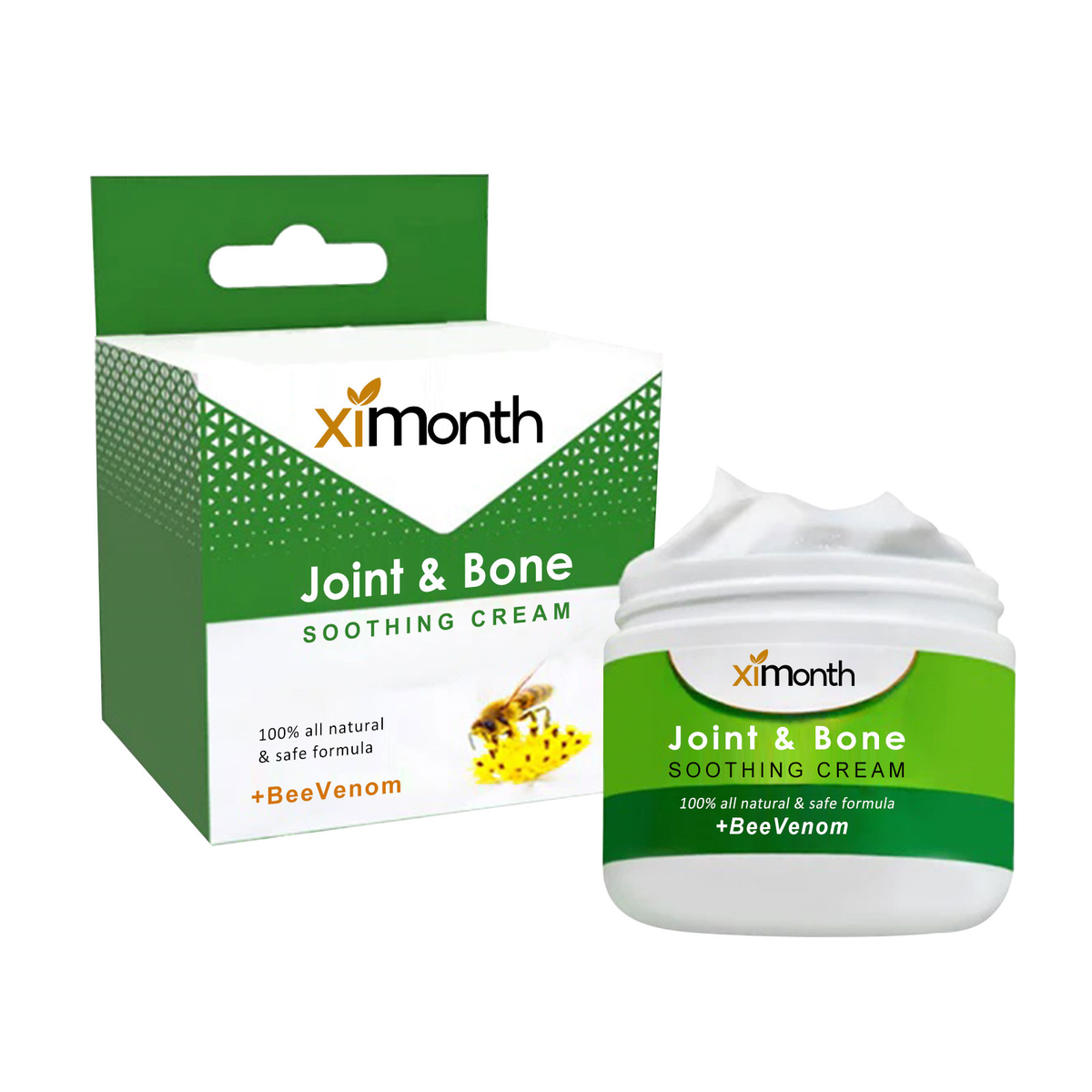 XIMONTHS joint care cream jar and packaging for shoulder, neck and leg massage.