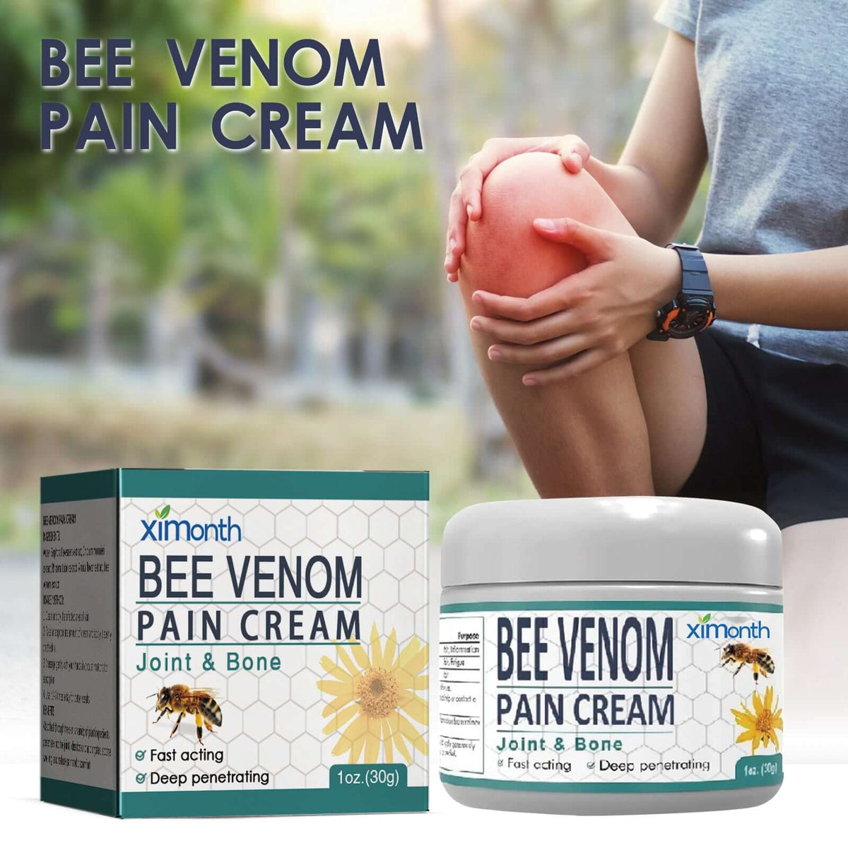 Applying Bee Venom Joint Ointment for Deformities on swollen knee for fast joint pain relief