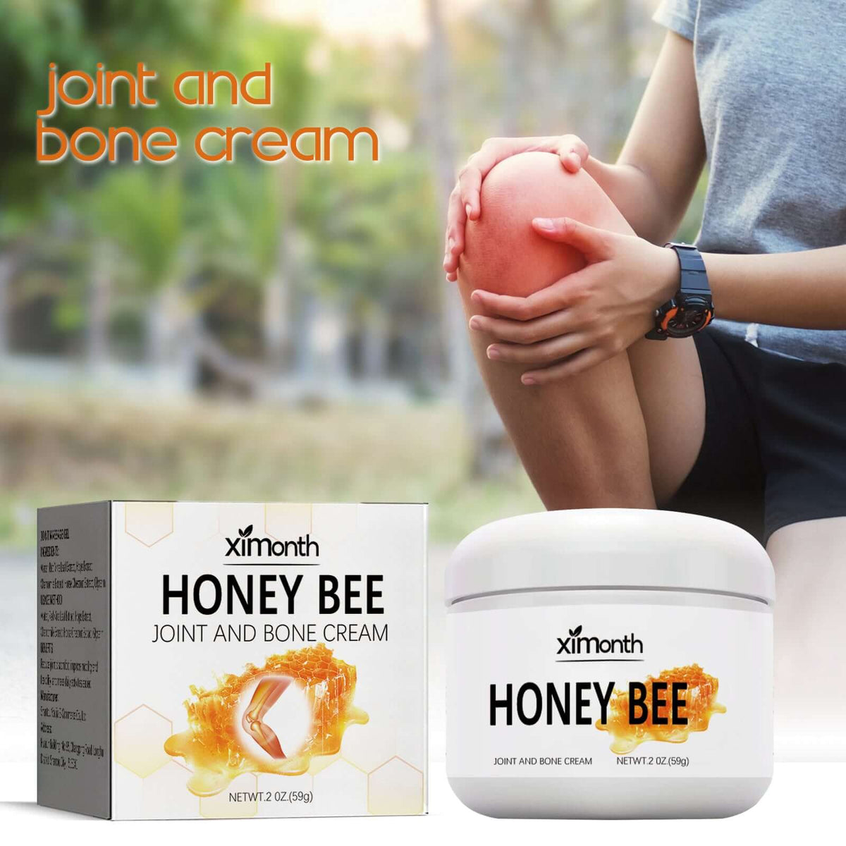 Bee venom honey joint care cream relieving swollen and inflamed knee joint pain