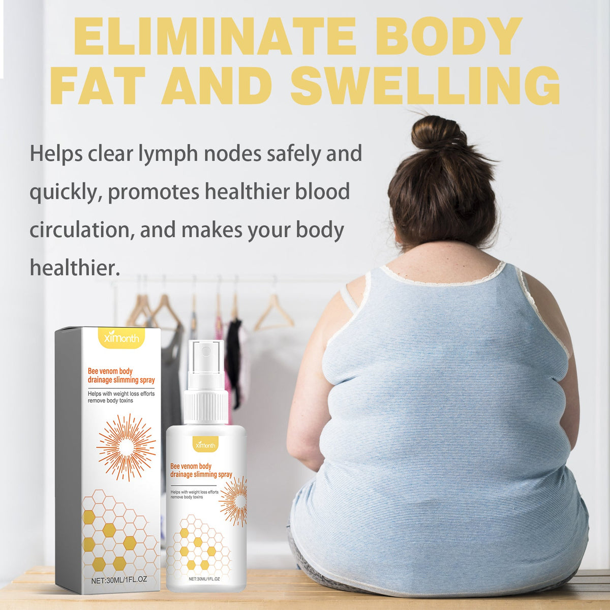 Bee venom body care spray for arms and abdomen