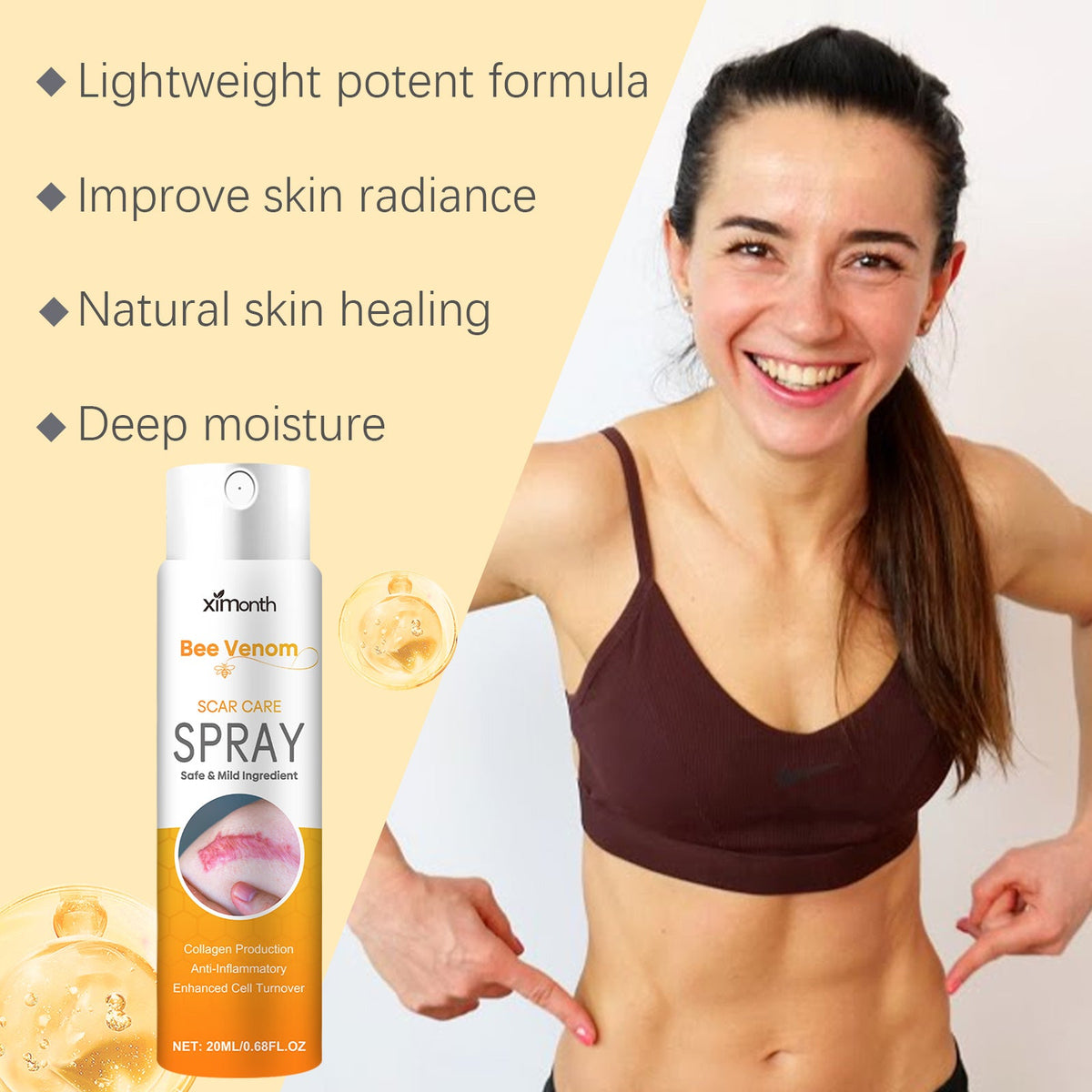 Lightweight moisturizing spray for mature scars