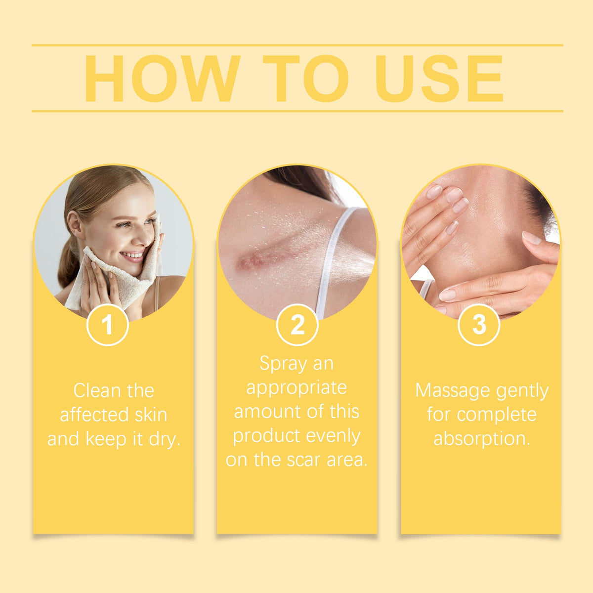 How to apply XIMONTHS scar appearance spray