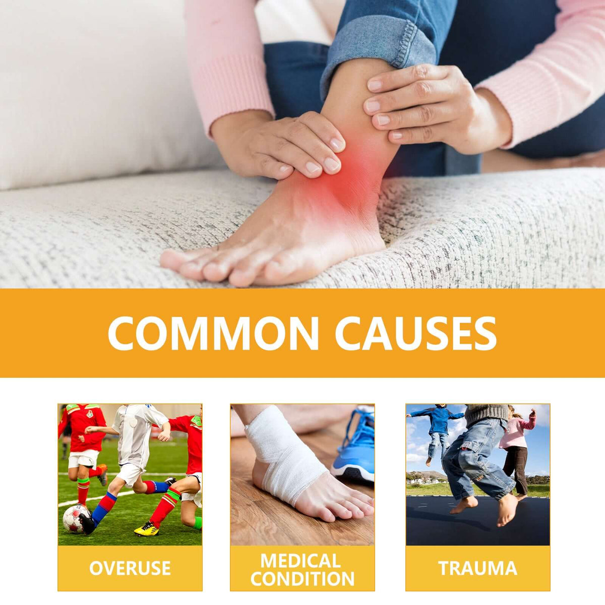 Applying Ximonth Bee Venom Specialized Care Spray to ankle and joint areas for daily use