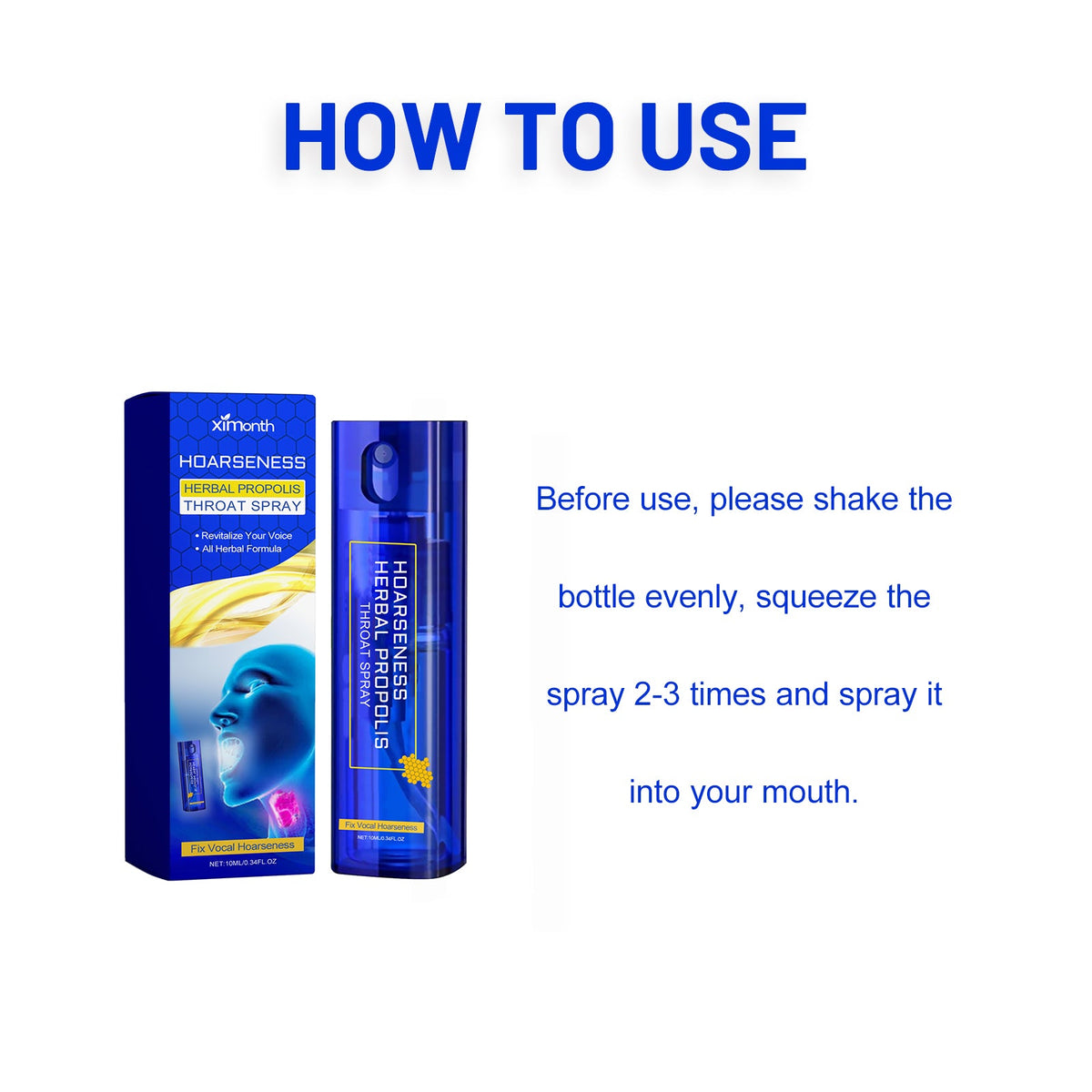 How to use XIMONTHS propolis throat spray