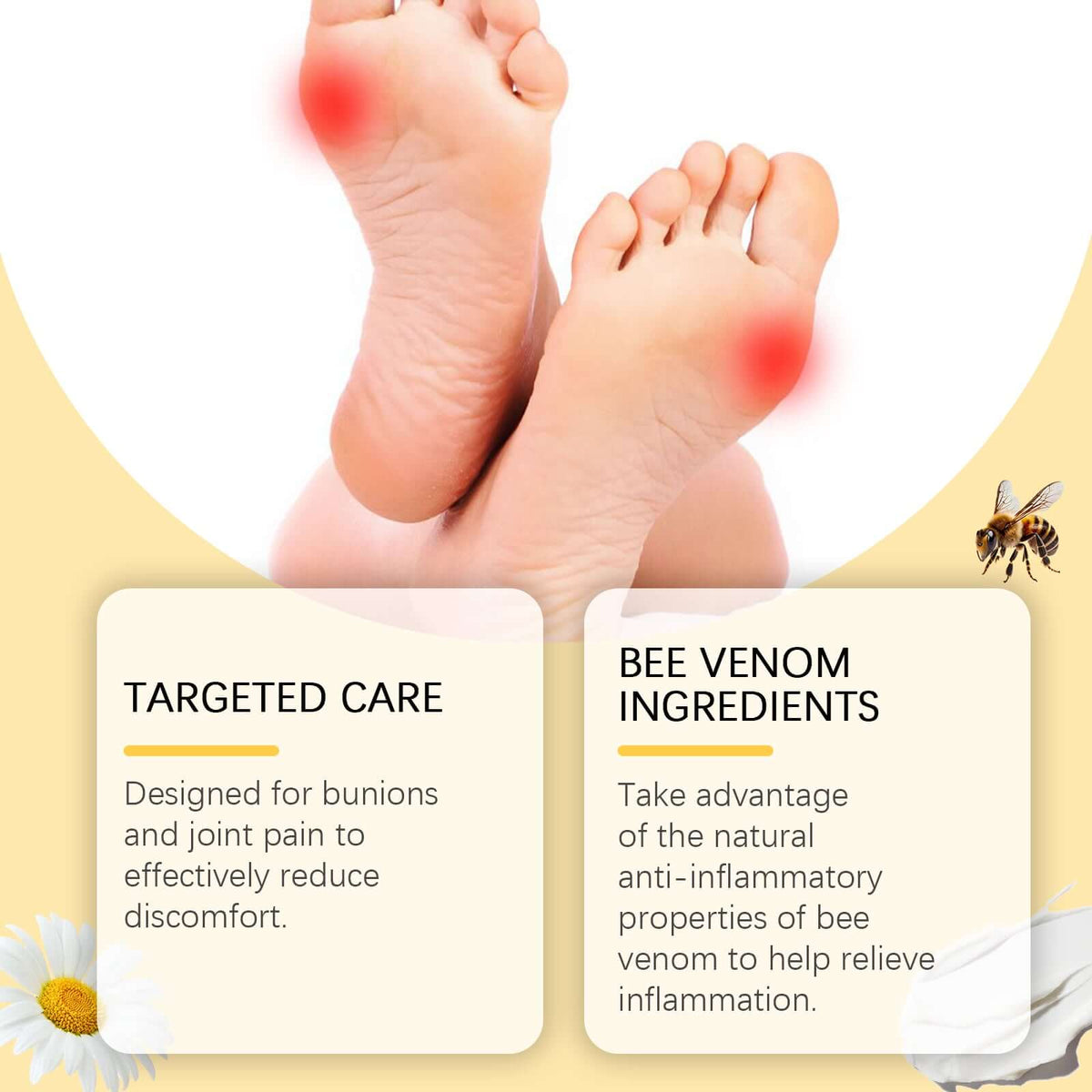 Bee venom, witch hazel, chamomile and aloe ingredients in XIMONTHS foot cream.