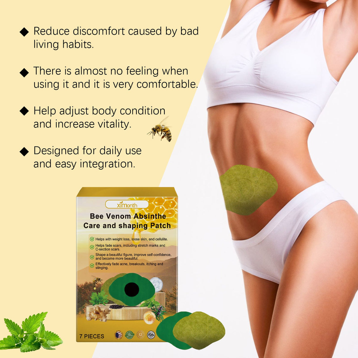 Body shaping patch adhesive format