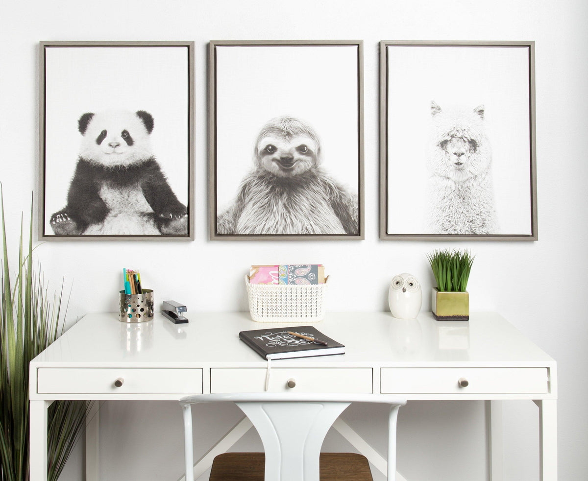 Sylvie Panda Framed Canvas by Simon Te Tai