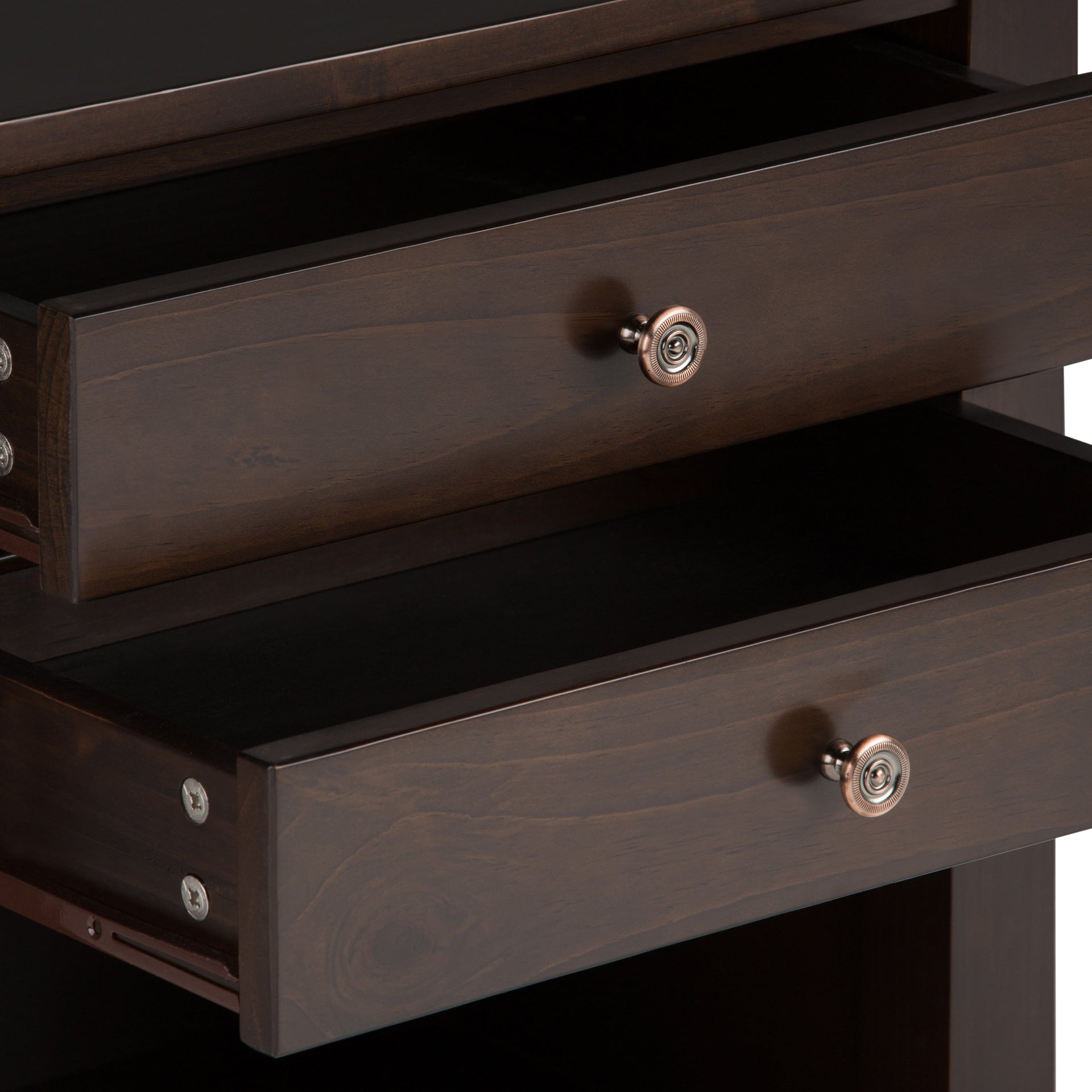 Carlton 24 Inch Wide Solid Wood Bedside Table in Brunette
