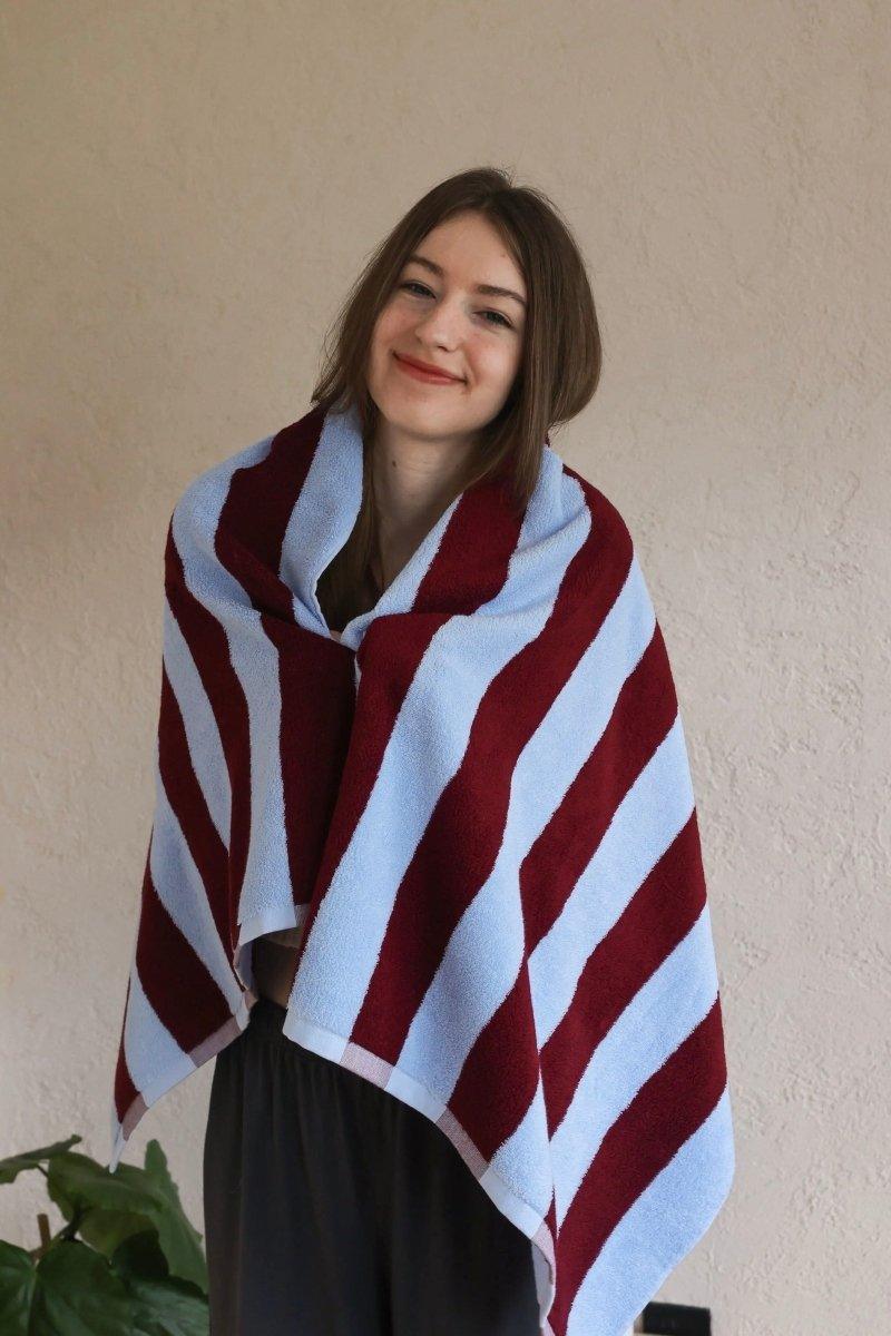 Whimsical Dopamine Cabana Stripe Bath Towel, 100% Cotton, Ultra Soft & Absorbent