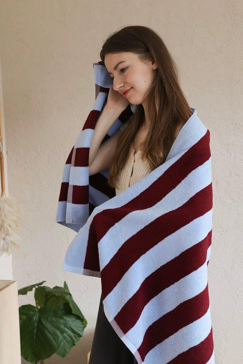 Whimsical Dopamine Cabana Stripe Bath Towel, 100% Cotton, Ultra Soft & Absorbent