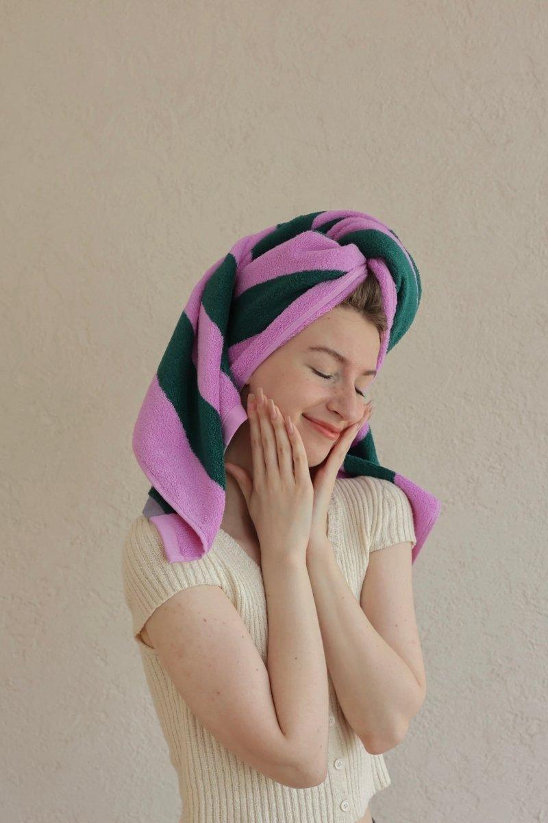 Whimsical Dopamine Cabana Stripe Bath Towel, 100% Cotton, Ultra Soft & Absorbent
