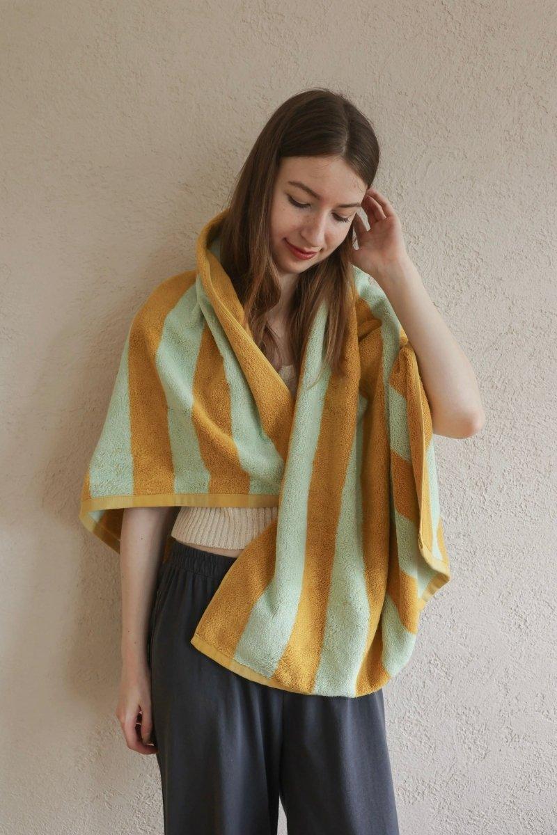 Whimsical Dopamine Cabana Stripe Bath Towel, 100% Cotton, Ultra Soft & Absorbent