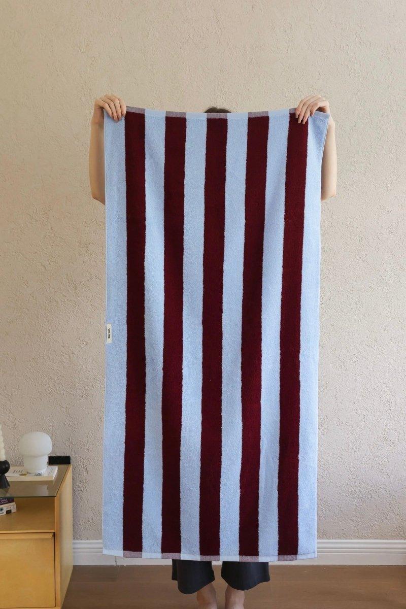 Whimsical Dopamine Cabana Stripe Bath Towel, 100% Cotton, Ultra Soft & Absorbent