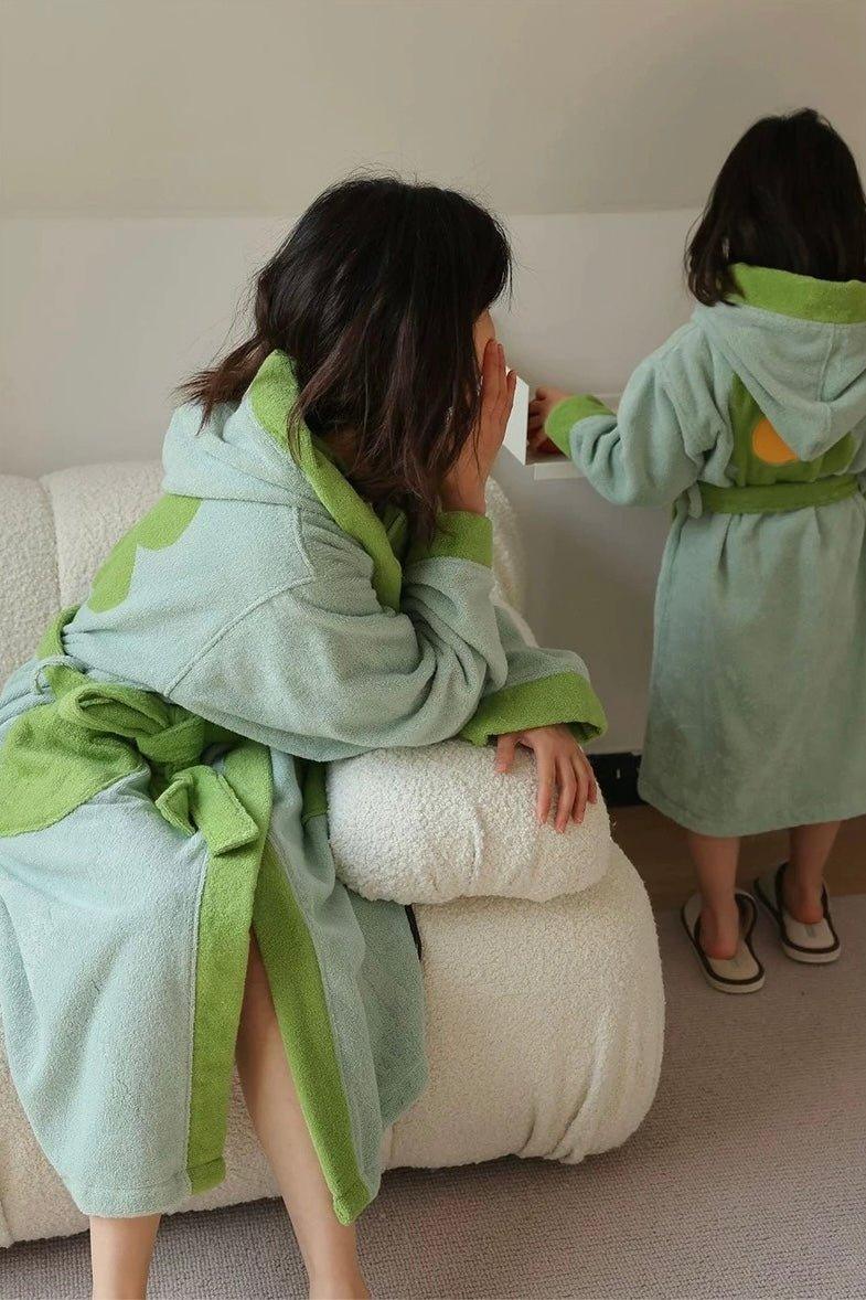 Whimsical Ultra Soft Sunflower Hooded Bathrobe - 100% Organic Long-stapled Cotton