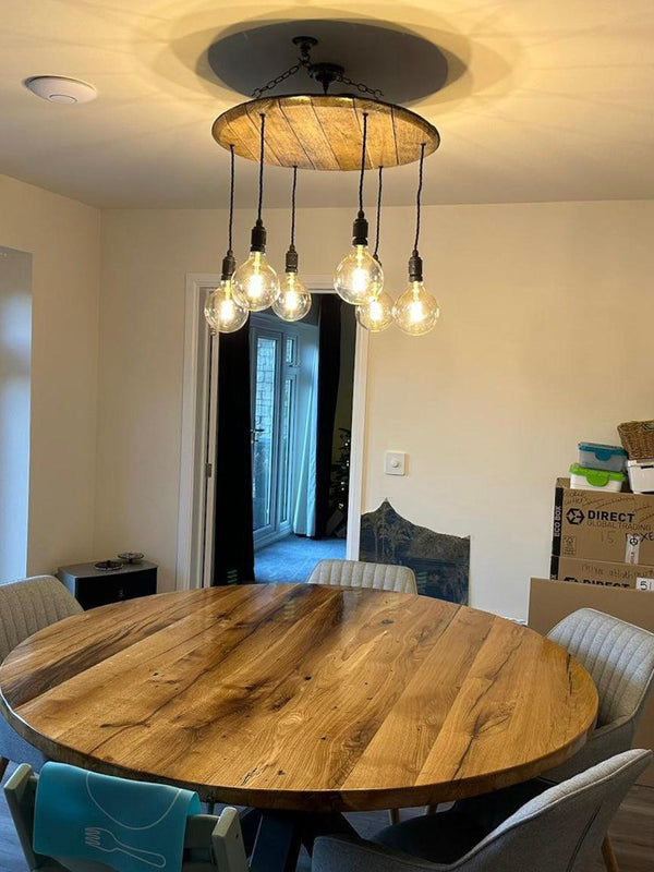 Whiskey Barrel Wooden Chandelier Cluster Pendant Light