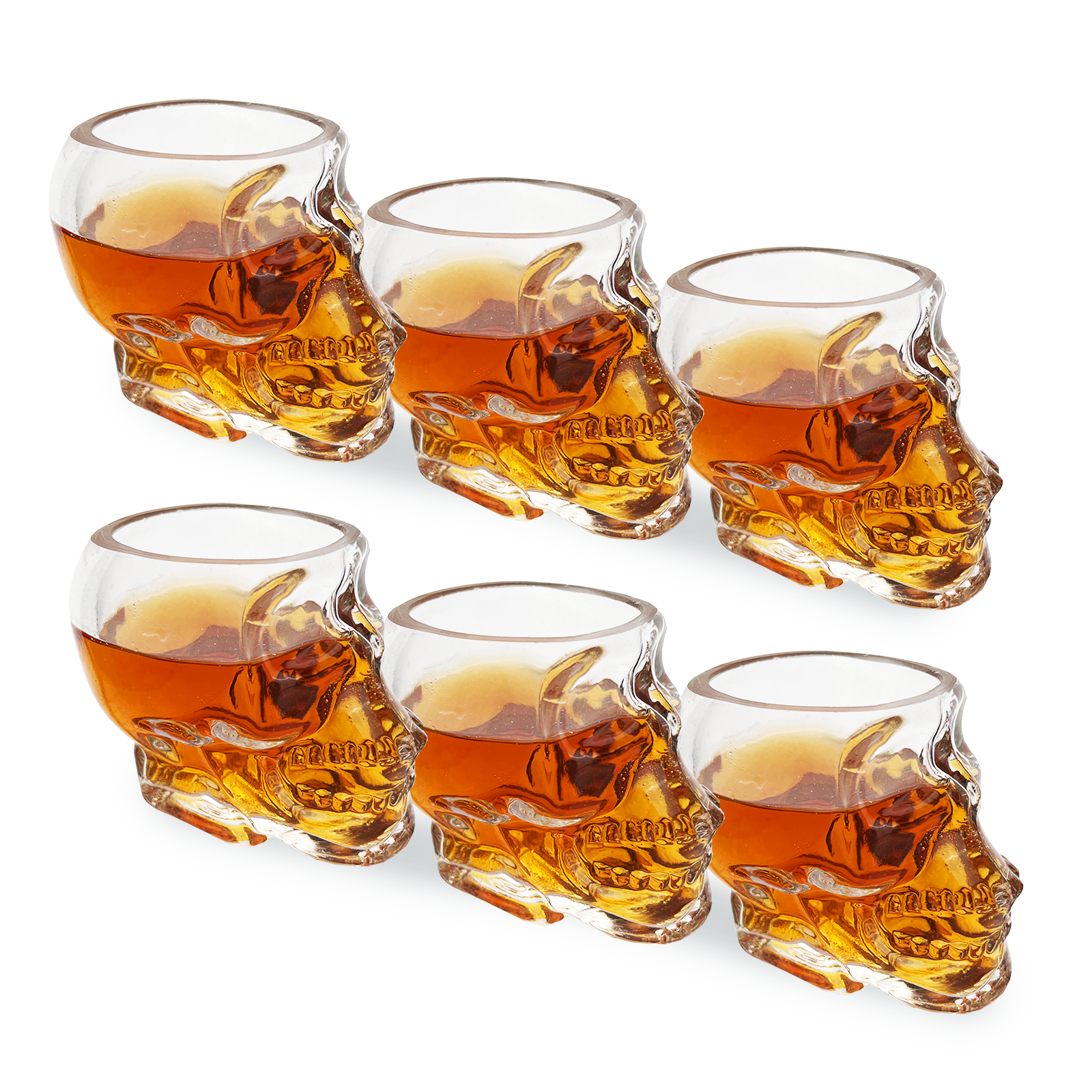 Skull Shot Glasses Set of 6 by The Wine Savant - 3oz Skull Glasses 3