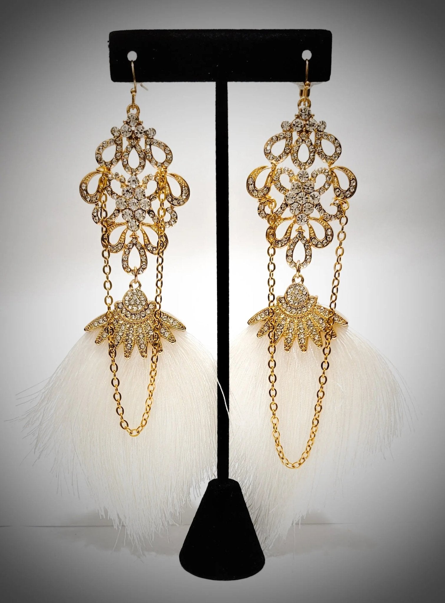 White and Gold Chain  Austrian Tassel