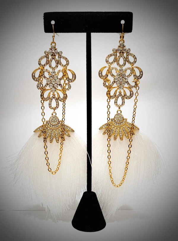 White and Gold Chain  Austrian Tassel